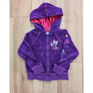 Y2K Vintage Purple Velour Zipper Hoodie